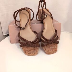 JustFab‎ Women's Coho Brown Braided Strappy Heeled Sandals Size 9.5